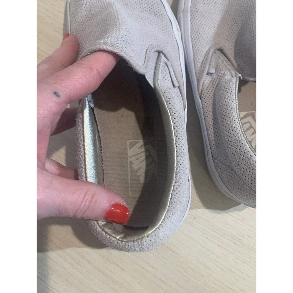 Vans Asher Slip-On Sneaker Perf Gray Leather US Men's Sz 8, Women's 9.5